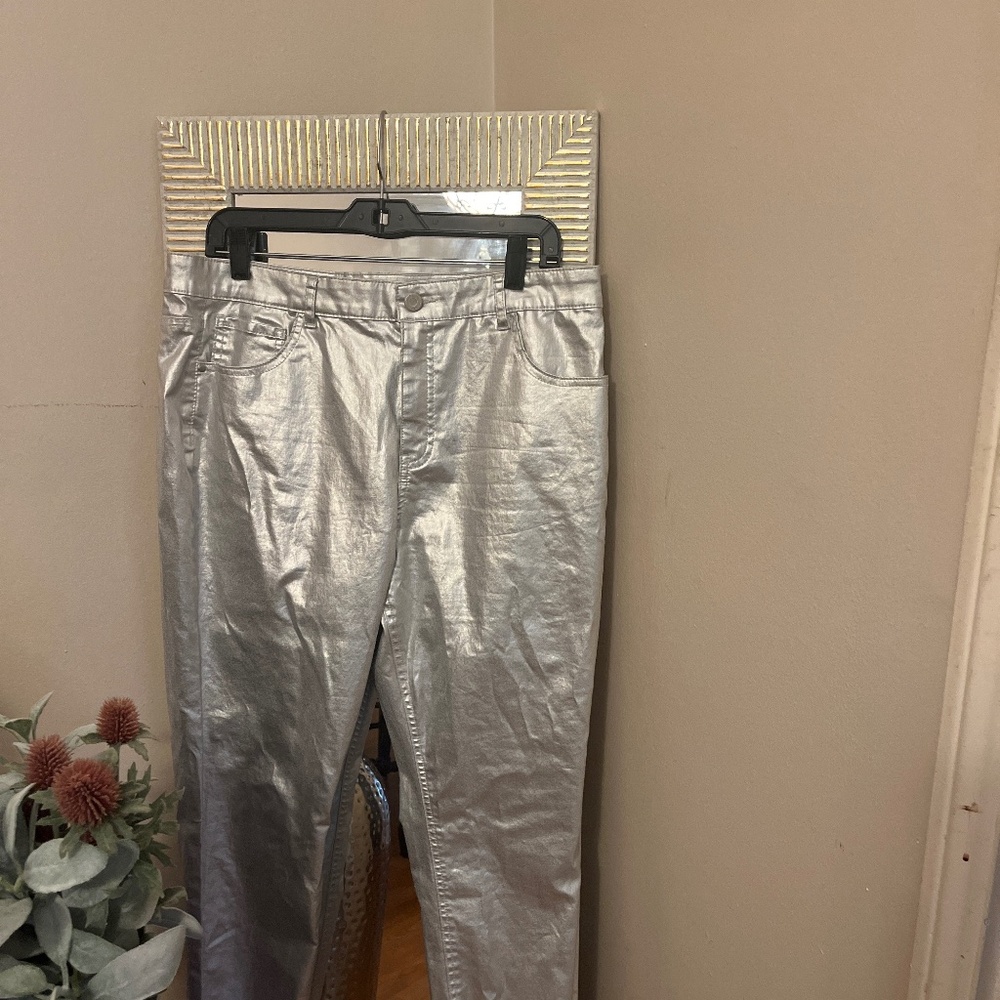 Metallic silver jeans